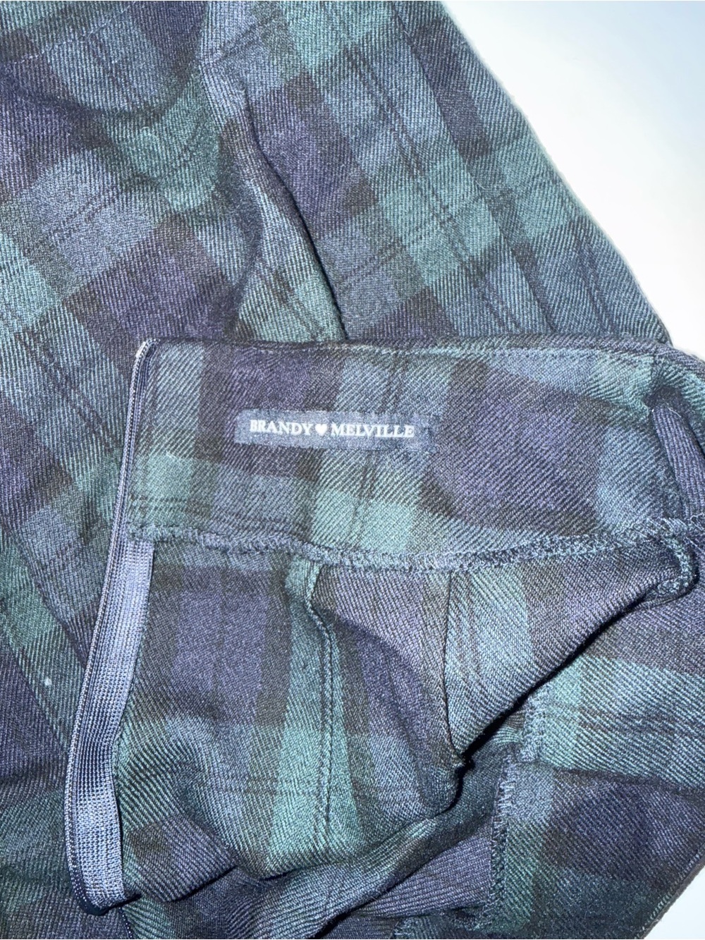 Brandy Melville Green & Navy Plaid Skirt